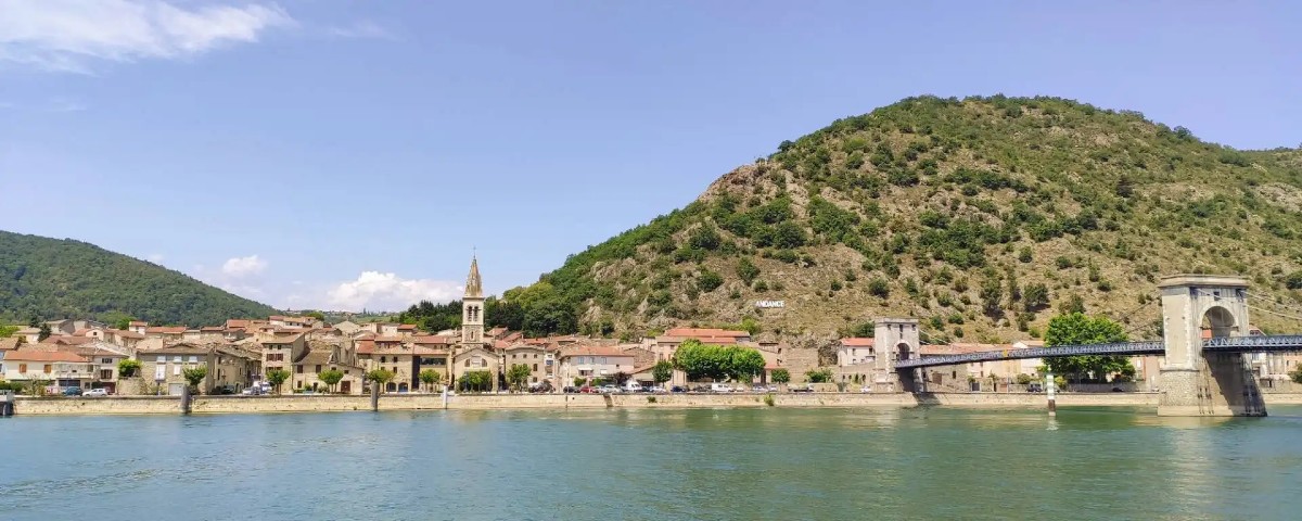 Andance bridge and village in the Ardèche