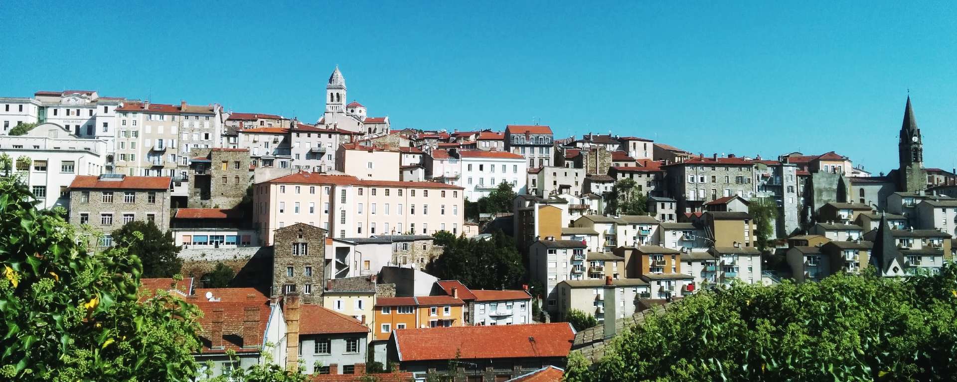 view of the town of Annonay in the Ardèche, historic town centre