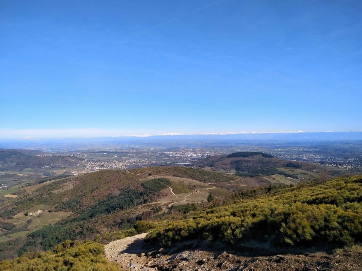 View from the Chirol cross: Annonay, the Rhône valley, the Alps
