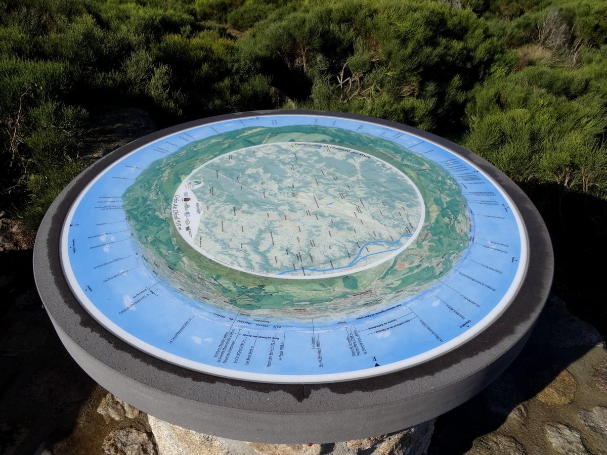 The orientation table at the summit of Chirol in northern Ardèche