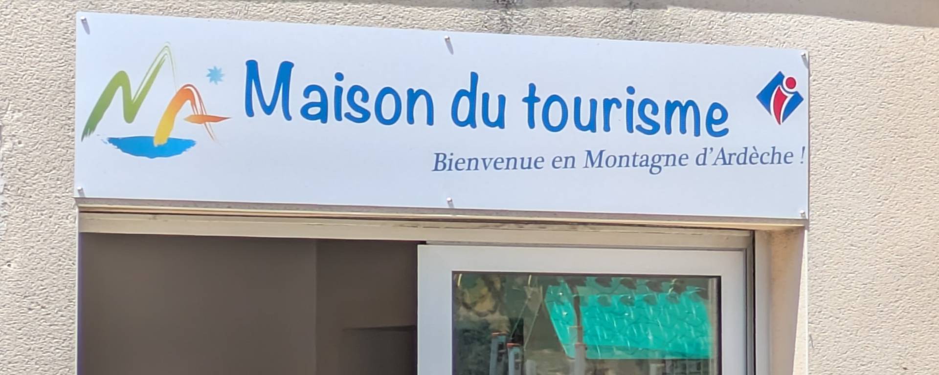 Entrance to the Tourist Information Centre of Saint-Etienne-de-Lugdarès in the Ardèche Mountains
