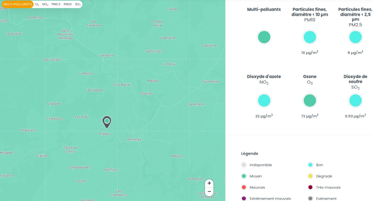 Map of forecasts for a commune