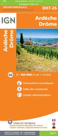 Carte IGN routière et touristique : Drôme-Ardèche